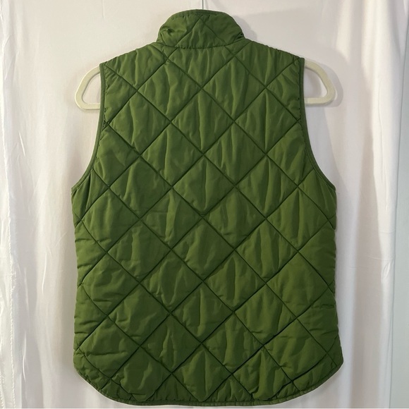 J.Crew Factory Olive Green Quilted Puffer Vest Size MEDIUM Pockets Double Zipper - Picture 2 of 13